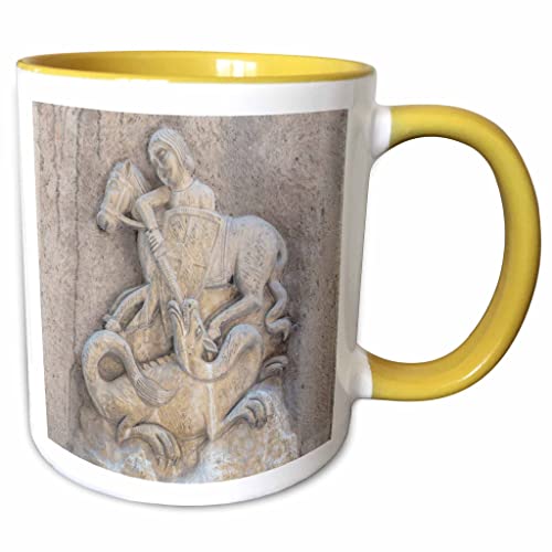3dRose Spain, Barcelona, relief sculpture 15oz Two-Tone Yellow Mug