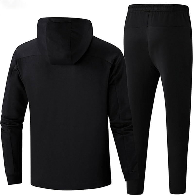 Adult Autumn Hooded Tracksuit Lounge Set Solid Color Jogging Breathable Sports Wear with Zipper