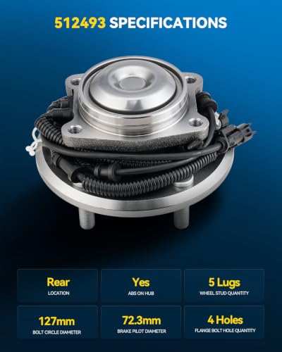 Image of PHILTOP 512493 x1 Rear Wheel Bearing Hub Assembly for Dodge Grand Caravan