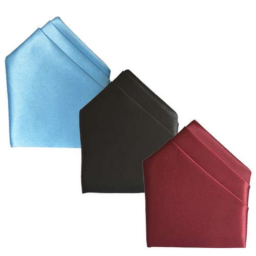 sunshopping men's sky blue black and maroon pocket Square pack of three(combo) (Sky blue Black Maroon)-picture-15