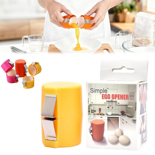 Egg Shell Opener, Stainless Steel Egg Shell Opener, Eggs Openers for Hard Boiled Eggs, for Cooking Camping Kitchen Gadgets (1PCS-Yellow)