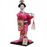 Bothyi 30cm Japanese Kimono Geisha Doll Traditional Statue Folk Ethnic Decoration,Miniature Asian Kabuki Figurine for Store,Birthday, Red