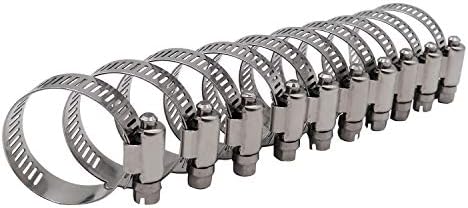 Roadformer 1" Worm Gear Hose Clamp - SAE 16 Size, Full Stainless Steel with 1/2" Band Working Range 19mm - 38mm Duct Clamp Pipe Clamp Worm Drive Hose Clamp Fuel Line Clamp (10 Pack, 19mm - 38mm)