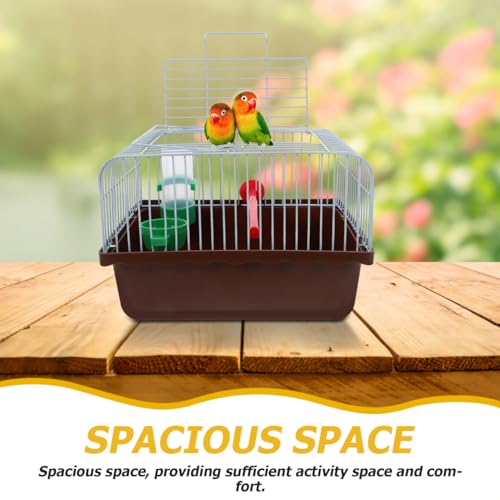 Image of BESPORTBLE Portable Bird Cage with Perch Food Box Waterer Spacious Travel Carrier for Small Birds Parakeets Lovebirds and Pet Habitat 9.29X6.57X6.29In Lightweight Outdoor Use