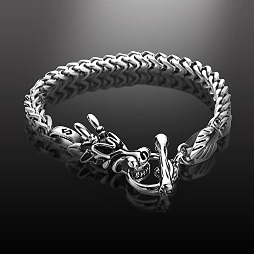 Forziani Karma Dragon Stainless Steel Bracelet - High Quality Stainless Steel Link Chain Bracelet - Lucky Dragon - Jewelry Gift For Men - Luxury Gift Box Packaging Included #TOP2
