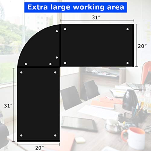 Fdw Computer Desk Gaming Desk L Shaped Corner Desk Home Office Writing Workstation Toughened Glass Study Keyboard Cpu Stand Pc Modern Table For Small Spaces,Black #TOP2