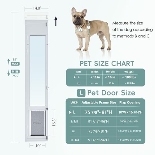 Eillion LARGE DOG DOOR FOR SLIDING GLASS DOOR Openable Pet Door For Floor To Ceiling Windows,All-Metal Framed & Panel & Lock thumb #3