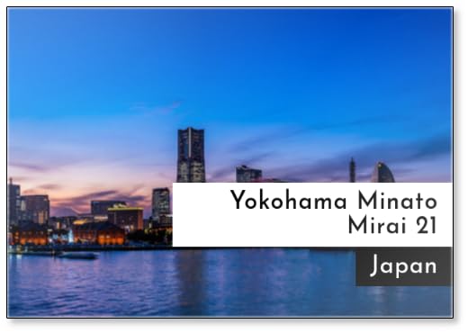Wide Panorama of Yokohama Minato Mirai 21 Seaside Urban Area in Japan at Dusk, Fridge Magnet