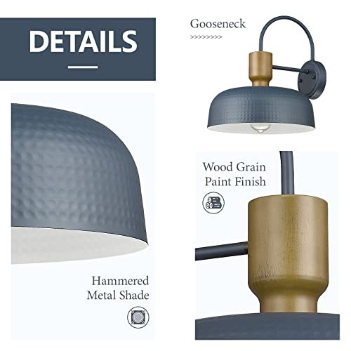 Darkaway Modern Barn Light Fixtures Wall Lamps Sconces With Hammered Metal Shade, Blue Gooseneck Lighting For Outdoor Indoor Patio Porch Lights #TOP1