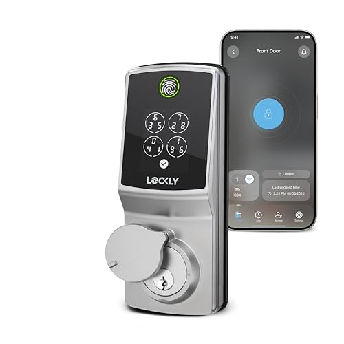 Image of Lockly Secure Pro Smart Lock, 0.2s AI Fingerprint Door Lock, Patented PIN Genie Keypad, Keyless Entry Deadbolt for Front Door, Zinc Alloy, IP65 Waterproof, 2 Backup Keys Included