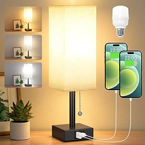Aooshine Bedside Lamp with USB Ports Cover