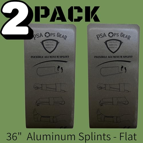 Image of Flexible Aluminum Splints 2-Pack - 36″ Foam-Core Reusable Immobilizer for Arm & Leg Injuries - Cut-to-Fit, Foldable, Radiolucent, Medical-Grade First-Aid & EMS Splint Kit (Splint 2-Pack - Flat)