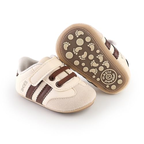 Image of HsdsBebe Baby Boys Girls Pu Leather Hard Bottom Walking Sneakers Toddler Rubber Sole First Walkers Infant Cartoon Slippers Crib Shoes