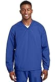 SPORT-TEK Unisex V-Neck Raglan Wind Shirt | Lightweight Windbreaker Jacket for Men & Women, Pullover Spring Jacket True Royal