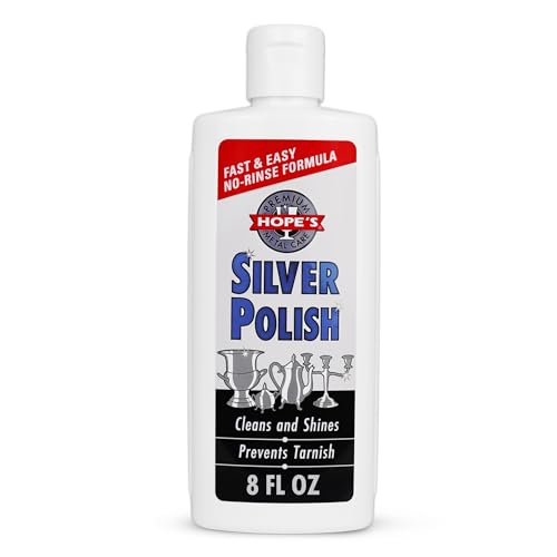 HOPE'S Silver Polish & Cleaner – Protective Tarnish Remover – Odorless – Safe & Gentle – No-Rinse Formula – Fast & Easy – Free of Harsh Chemicals – Will not Scratch – 8 Fl Oz