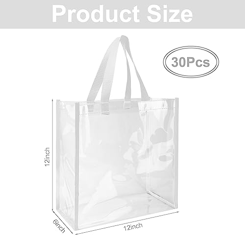 Eccliy 30 Pack 12x12x6 Inch Clear Tote Bag Stadium Approved Bulk Plastic Beach Tote Gift Bag with Handle for Gym Sports2