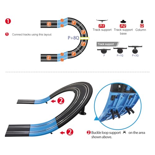 AGM MASTECH Extension Set #3-38 Piece Track Expansion Accessory Pack(Fly-Over Slope) - for Use with AGM MASETCH 1:64 Slot Car Racetrack Systems - Thumbnail 2
