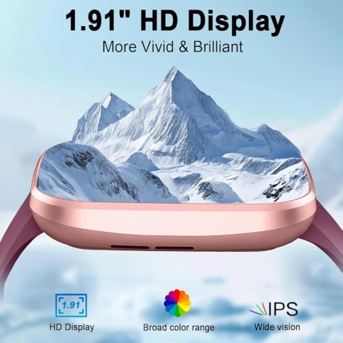 Image of Smart Watch(Answer /Make Call), 1.91 inchHD Smartwatch for Men Women with Heart Rate /Sleep Monitor /Pedometer /Calories, 113+ Sports Fitness Watch Tracker, IP68 Waterproof Step Counter for Android iOS-Wine