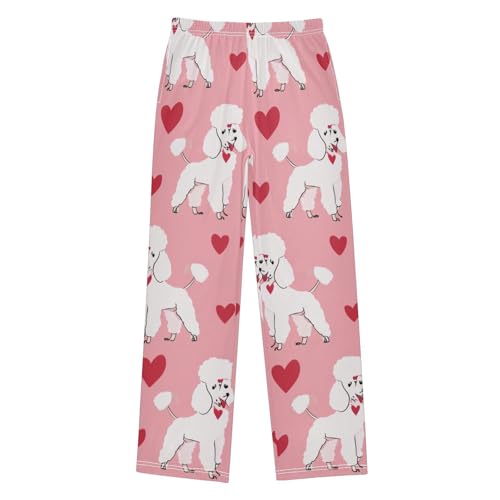 Poodle Sweet Love Boys Long Pants Soft Trousers Elastic Waist Kids Lounge Bottoms with Pockets S-XL