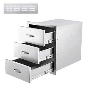 Outdoor Kitchen Drawers 18”Wx 23”H x 23”D, Flush Mount BBQ 3-Layer Drawer Stainless Steel Kitchen Drawer Outdoor Kitchen Access Drawer for Outdoor Kitchen Island