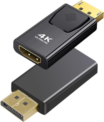 4K DisplayPort to HDMI Adapter 2 Pack Uni-Directional DP PC to HDMI Monitor Converter 4K Ultra HD DP Display Port to HDMI Adapter(Male to Female) Compatible for Lenovo Dell HP and Other Brand