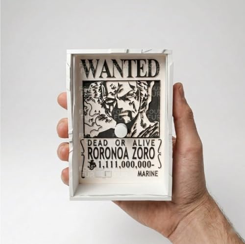 Image of Mini Roronoa Zoro Anime Shadow Lamp | One Piece Wanted Wall Light | LED Anime Wall Decor, Character Shadow Projection Lamp | Otaku Room Bedroom Decor