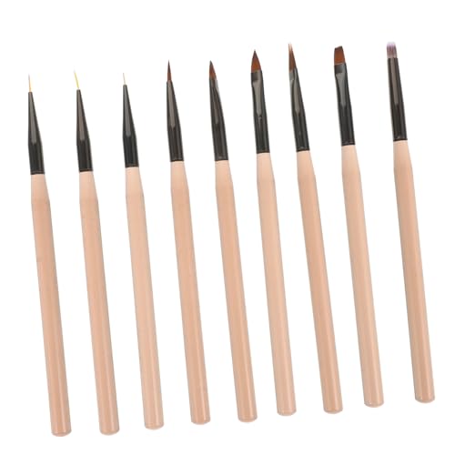 HONMEET 9点セット 和風ネイルアートペンセット 茶系ペイント エンボス加工 ネイルアートツール ネイルポリッシュブラシ用