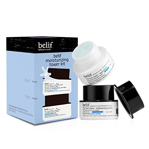 belif Aqua Bomb Hydration Tower Set | Hydrating Skincare Kit for All Skin Type | Including Aqua Bomb (0.33oz) & Moisturizing Bomb (0.33oz)