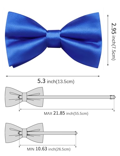 Image of Solid Color Bow Ties for Men Silk Pre-tied Tuxedo Bowtie Set 4PCS | Pre-tied in 3 seconds,adjustable 4PCS bow tie and pocket square cufflinks lapel pin set,wedding,formal,party,prom,graduation