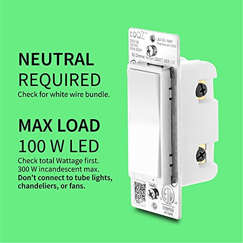 Zooz 700 Series Z-Wave Plus S2 Dimmer Switch Zen77, White | Simple Direct 3-Way And 4-Way Solution (Works With Regular Switches, No Aux Switch Needed) | Z-Wave Hub Required #TOP2