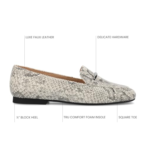 Image of Journee Womens Loafer Flat Notched Topline Square Toe Slip-On Block Heel - Wrenn Casual Dress Shoe