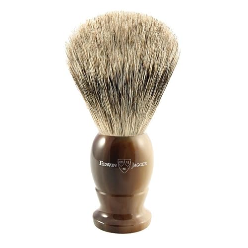 Edwin Jagger 1EJ872 Medium Best Badger Shaving Brush, Imitation Light Horn for use with Shaving Cream or Soap for Men