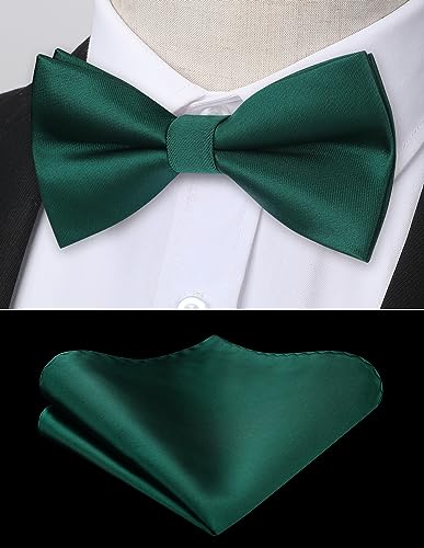Image of HISDERN Bow Tie and Suspenders for Men Elastic X-Back Suspender and Bowtie Set Adjustable Braces for Wedding Tuxedo