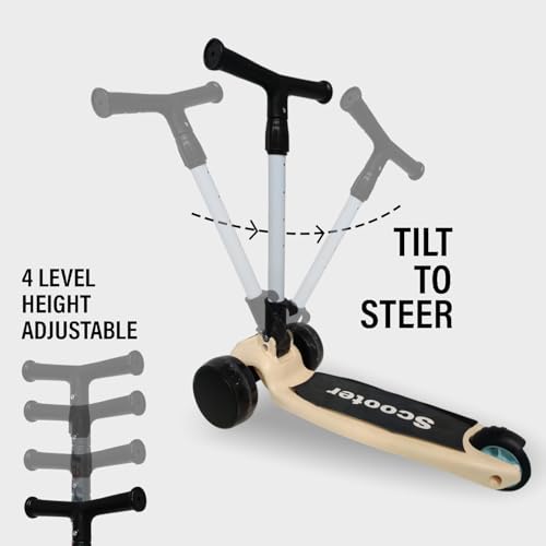Image of NHR Smart Kick Scooter for Kids, 4 Adjustable Height Scooter, Foldable & Attractive PU Wheels with Rare Brakes for Kids Age Upto 2+ Years (NHR Scooter-009-2.0 Black)