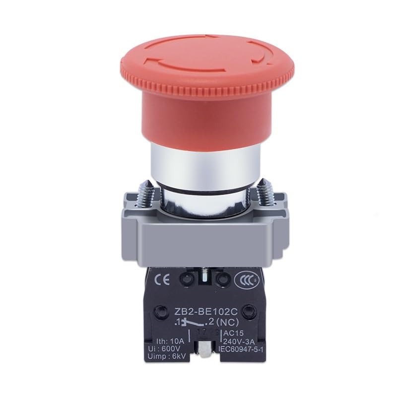 Bouton d'arrêt d'urgence en métal XB2-BS542C robuste avec contact ZB2-BZ102C