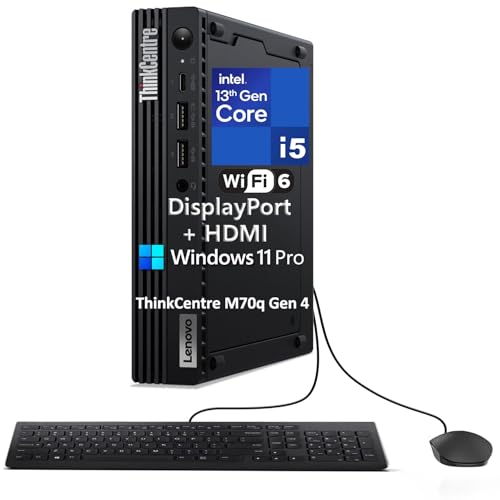 Lenovo ThinkCentre M70q Gen 4 MFF 1L Tiny Mini Business Desktop Computer, 32GB DDR5, 1TB PCIe SSD,...