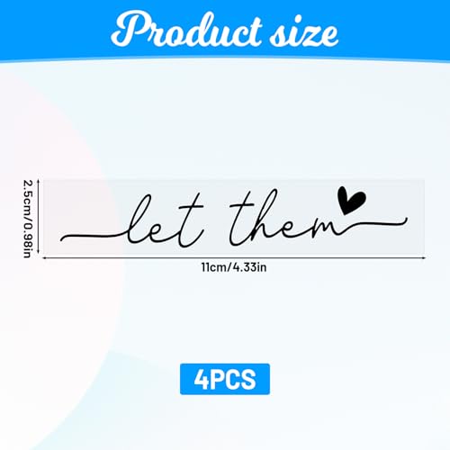 Image of 4 PCS Let Them Mental Health Awareness Rearview Mirror Decal, Self Love Car Decal with Heart Car Stickers Decal for Rearview Mirror or Window, Let Them Mirror Sticker for Girlfriend Boyfriend Gift