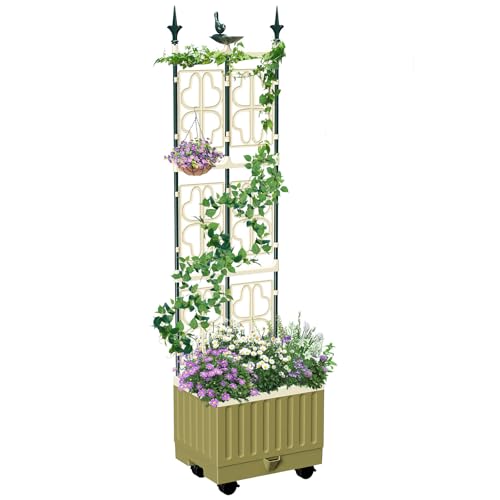 MQHUAYU Raised Garden Bed Planter Box with Trellis