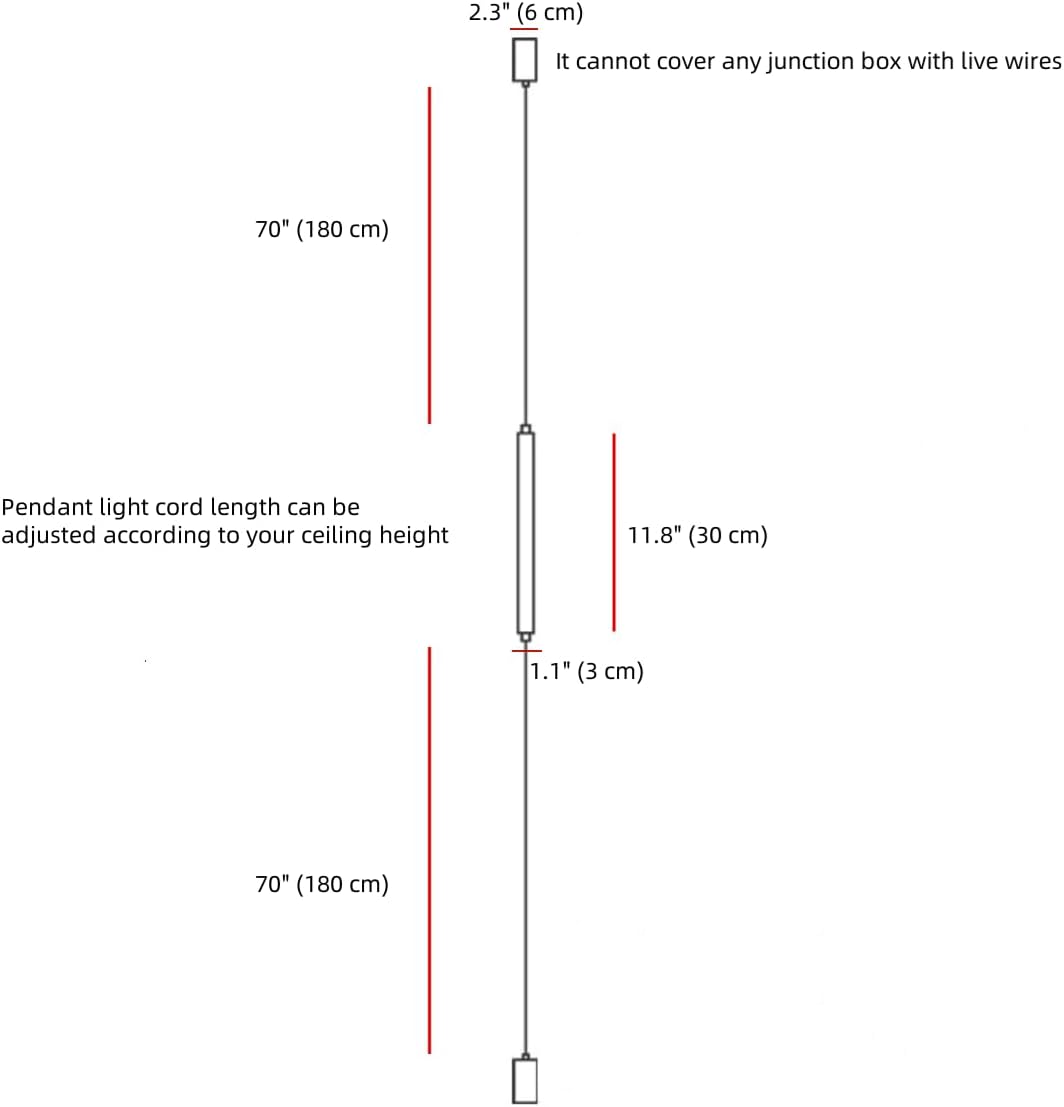 Modern Minimalist Pendant Light Linear Floor to Ceiling Lamp Long Strip LED Pendant Lights Hardwired Bedside Ceiling Hanging Lights for Bedroom Living Room Corner 11.8" White