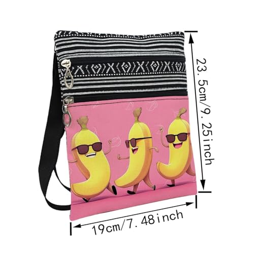 Funny Banana Messenger Bag Small Ethnic Pattern Printed Adjustable Strap Crossbody Zipper Bag Funny Banana Phone Bag Wallet Cute Shoulder Handbag for Women2