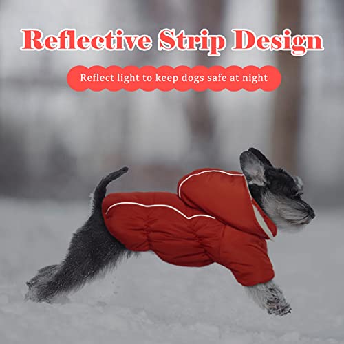 Lelepet Warm Dog Fleece Hoodie, Windproof Dog Winter Jacket, Reflective Dog Coat For Cold Weather, Thick Fleece Padded Dog Winter Clothes Vest For Small Medium Dogs, Detachable Hood & Leash Hole #TOP5
