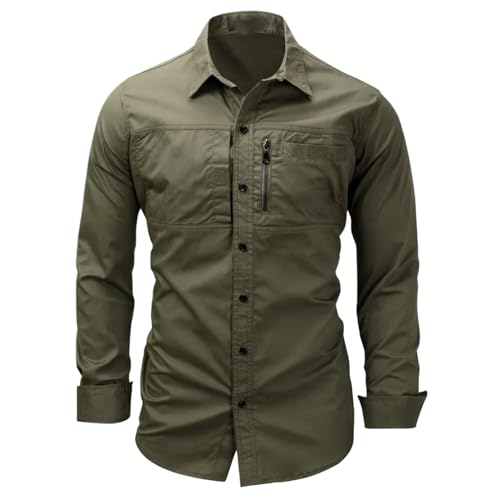 Camisa táctica para hombre con bordado fino y bolsillos de trabajo WOLONG