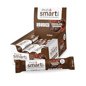 PhD Nutrition Smart Protein Bar Low Calorie, Nutritional Protein Bars/Protein Snacks, High Protein Low Sugar, Chocolate Brownie Flavour, 20g of Protein, 64g Bar (12 Pack)