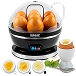 Duronic EB27 BK Cuiseur à œufs 400W 1 à 7 oeufs Thermostat et minuteur pour obtenir œufs durs ou mollets ou pochés ou à la coque avec fonction dédiée pour préparer 2 types de cuisson Sans BPA