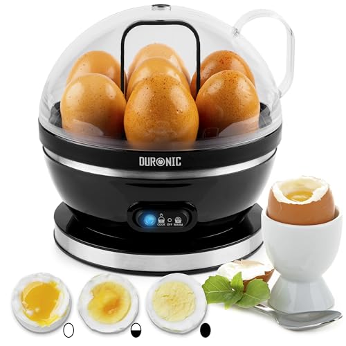 Duronic EB27 BK Cuiseur à œufs 400W 1 à 7 oeufs Thermostat et minuteur pour obtenir œufs durs ou mollets ou pochés ou à la coque avec fonction dédiée pour préparer 2 types de cuisson Sans BPA
