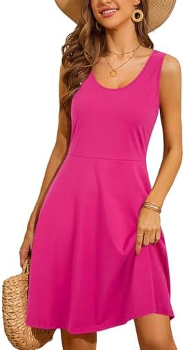 STYLEWORD Women's 2026 Summer Dress Casual Sleeveless Scoop Neck A-Line Tank Midi Sundress