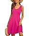 Styleword Women's Sleeveless Casual Cotton Flare Dress(Rose,S)
