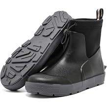 Deck Boots For Men Anti-Slip, Waterproof Ankle Rain Boots, Rubber Outdoor Fishing Footwear, Chelsea Garden Work Water Shoes, Size 6.5-12