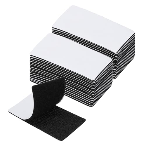Image of PATIKIL 2x3.9 Inches Hook and Loop Dots, 16 Sets Nylon Blend Rectangle Self Adhesive Tape Strong Sticky-Back Fasteners Double-Sided Adhesive Strip for Office Home Crafting, Black