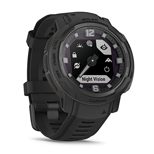 Image of PlayBetter Garmin Instinct Crossover Hybrid Rugged Smartwatch Bundle Portable Charger & Screen Protectors (Solar Tactical, Black)